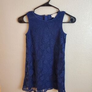 Kate Spade Girls Sleeveless Lace Overlay Blue Heart Mini Dress